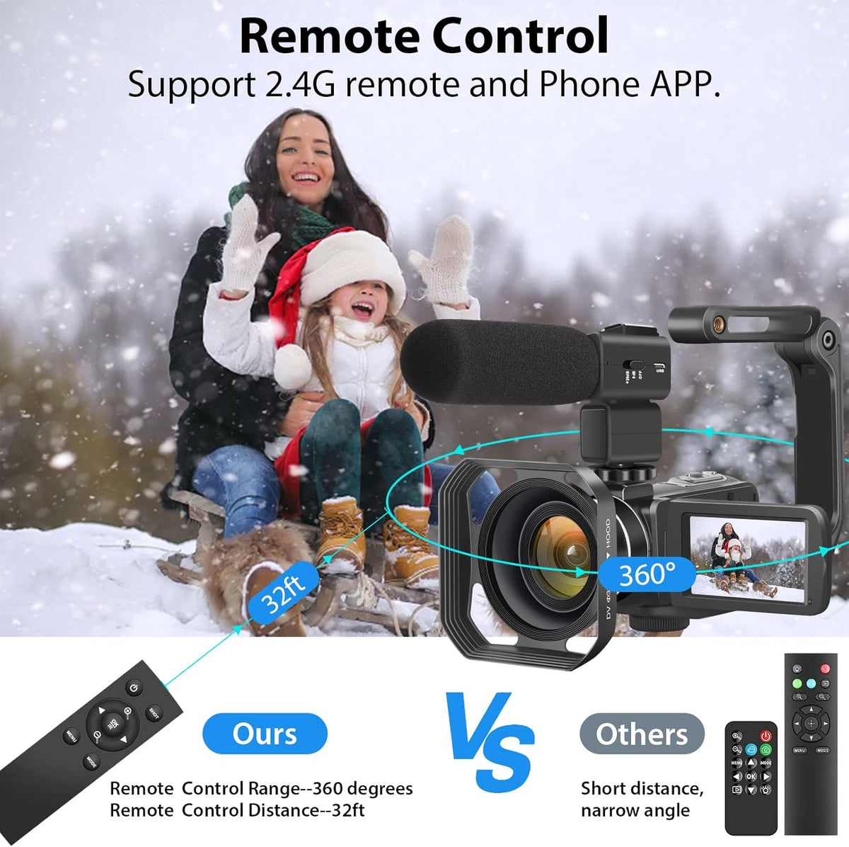 4K 56MP UHD Video Camera Camcorder with 32G SD Card IR Night Vision 18X Digital Zoom WiFi S5361