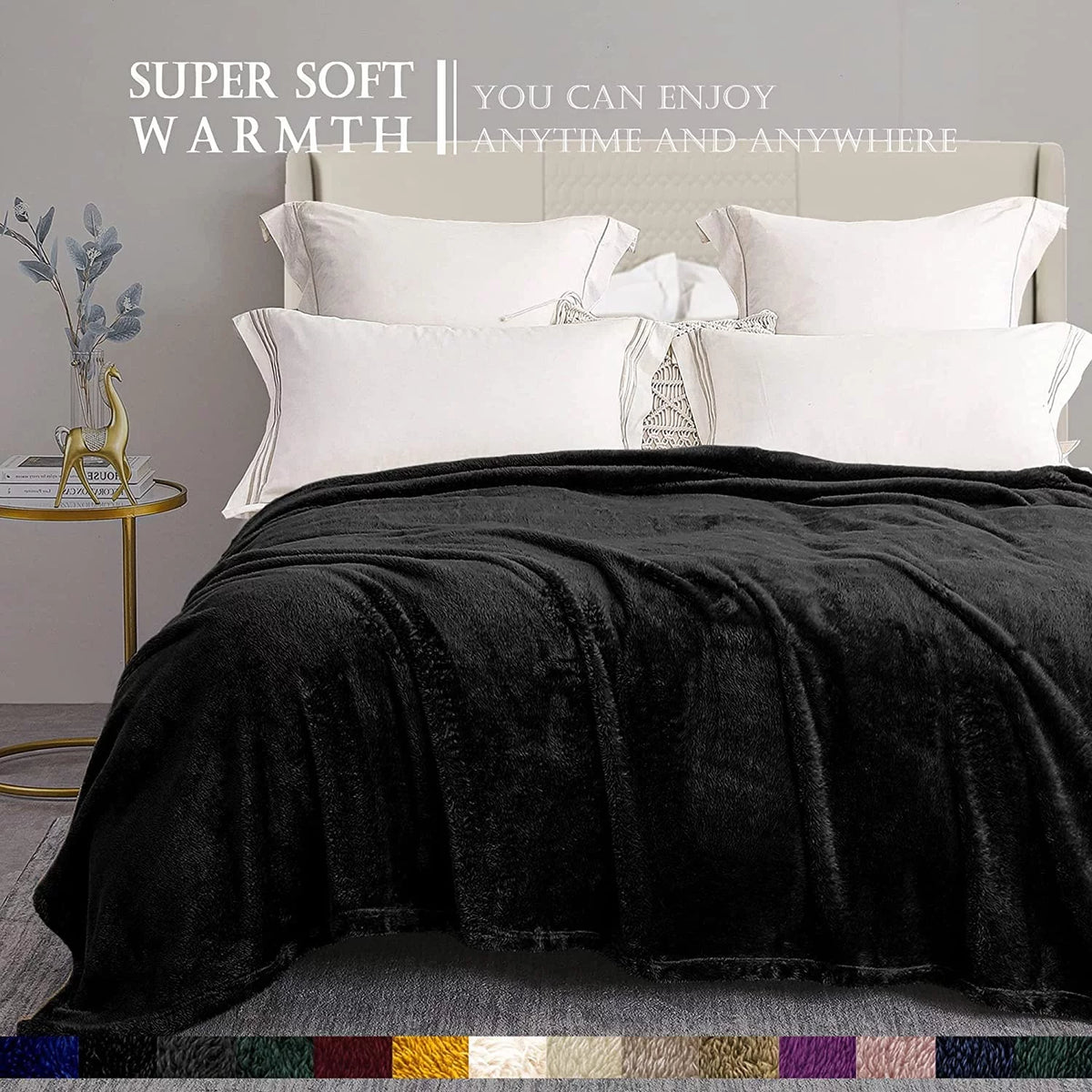 King Size Black Fleece Blanket G86062