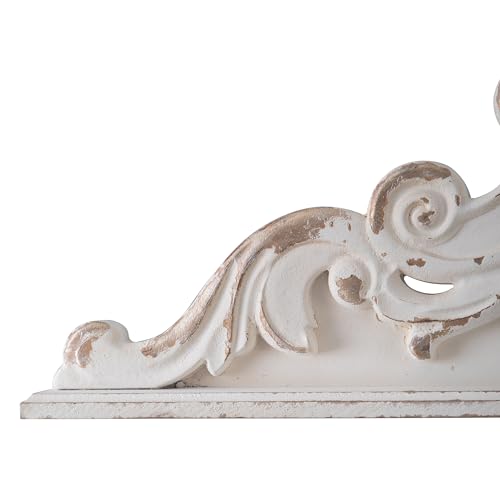 White Wood Floral Carved Wall Sculptures P4797