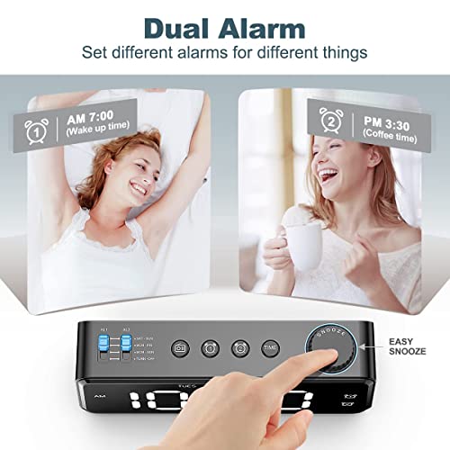6.5'' Large Display Digital FM Radio Alarm Clock with USB Charging Port T213