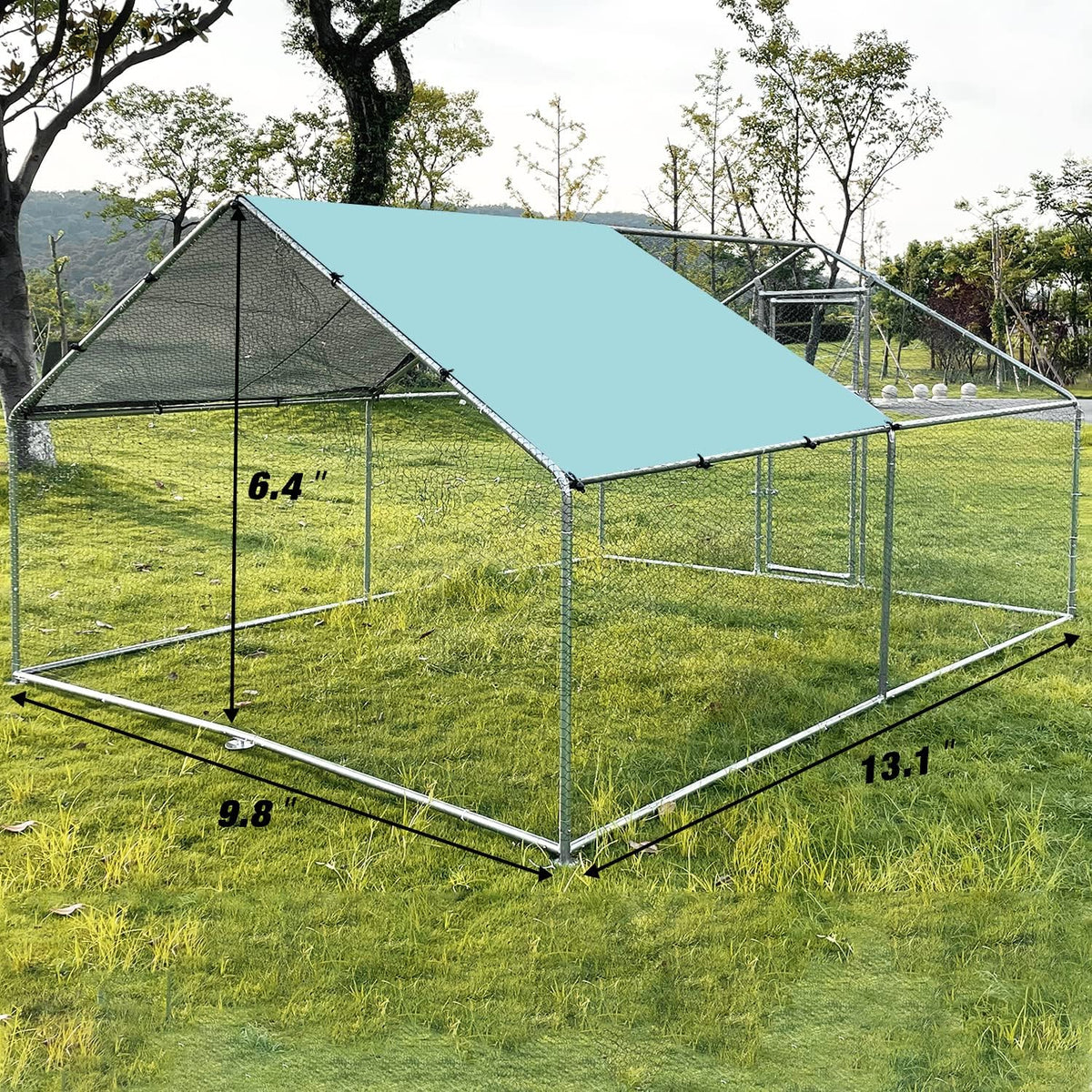 Large Metal Chicken Coop Walk-in Poultry Cage with Waterproof Cover C8559