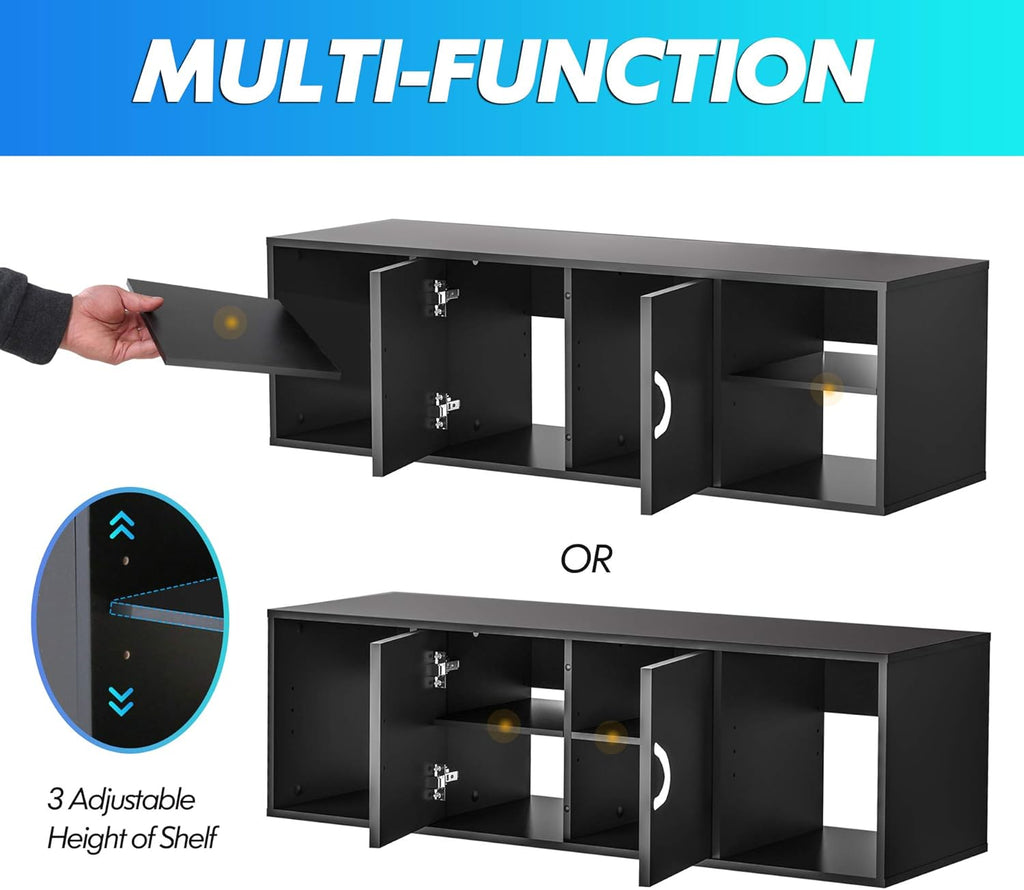 Black Floating TV Stand Wall Mounted Media Console D42406