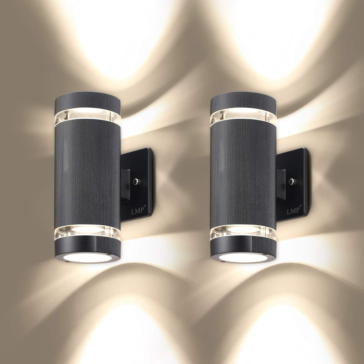 2 Pack LED Up and Down Outdoor Wall Lights Aluminum Waterproof 3000k 5W J89279