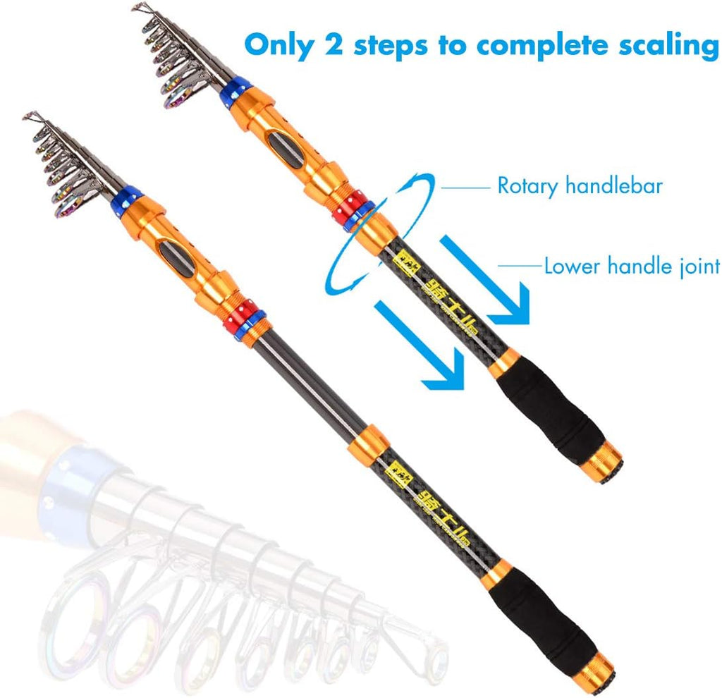 12 FT Carbon Fiber Telescopic Fishing Rod and Reel Combo with Carrier Bag P185252