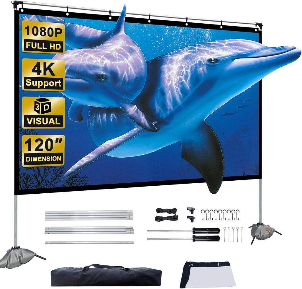 120 inch 4K HD 16:9 Projector Screen with Stand and Carry Bag S79595