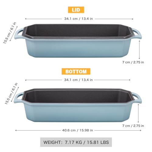 DarkCyan Enameled Cast Iron 9x5 Inch Loaf Pan with Lid O8700