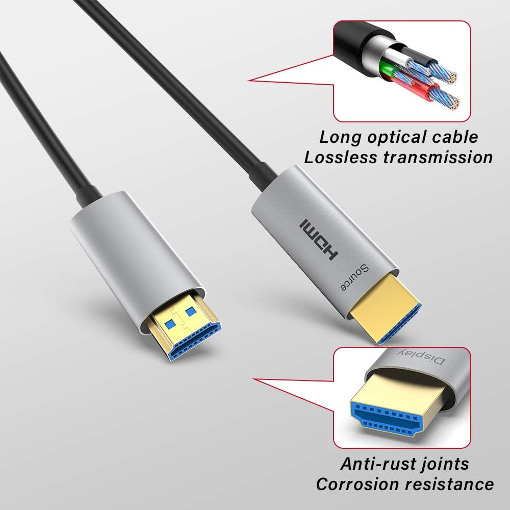 Fiber Optic HDMI Cable 15ft 4K@60Hz HDR ARC 18Gbps V961