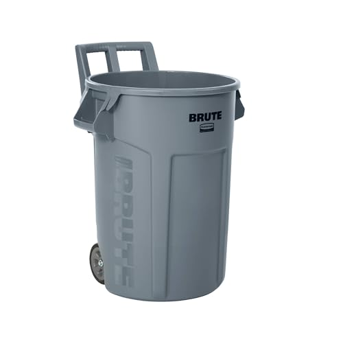 32 Gal Gray Vented Wheeled Trash Container B7257