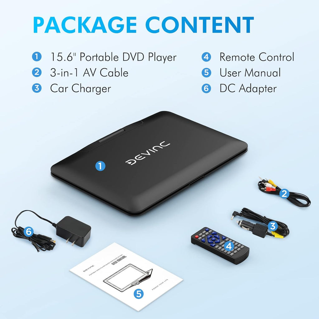 17.9" Portable DVD Player with 15.6" HD Swivel Screen, Rechargeable Battery, Remote Control S79679