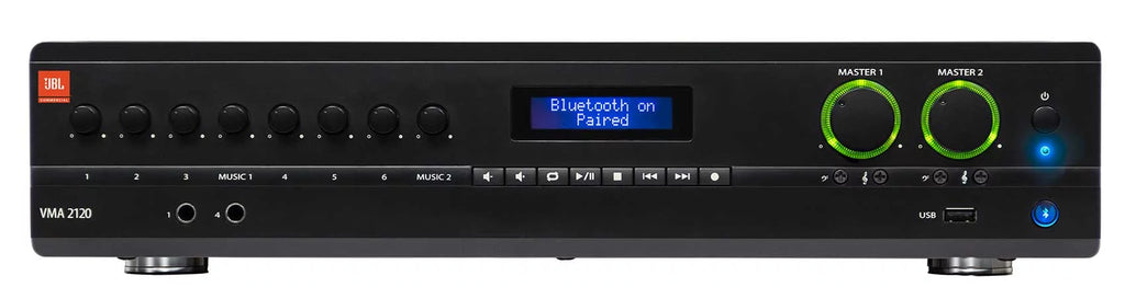 2-Ch Commercial Bluetooth Amplifier with 4 Black Wall Speakers O3891
