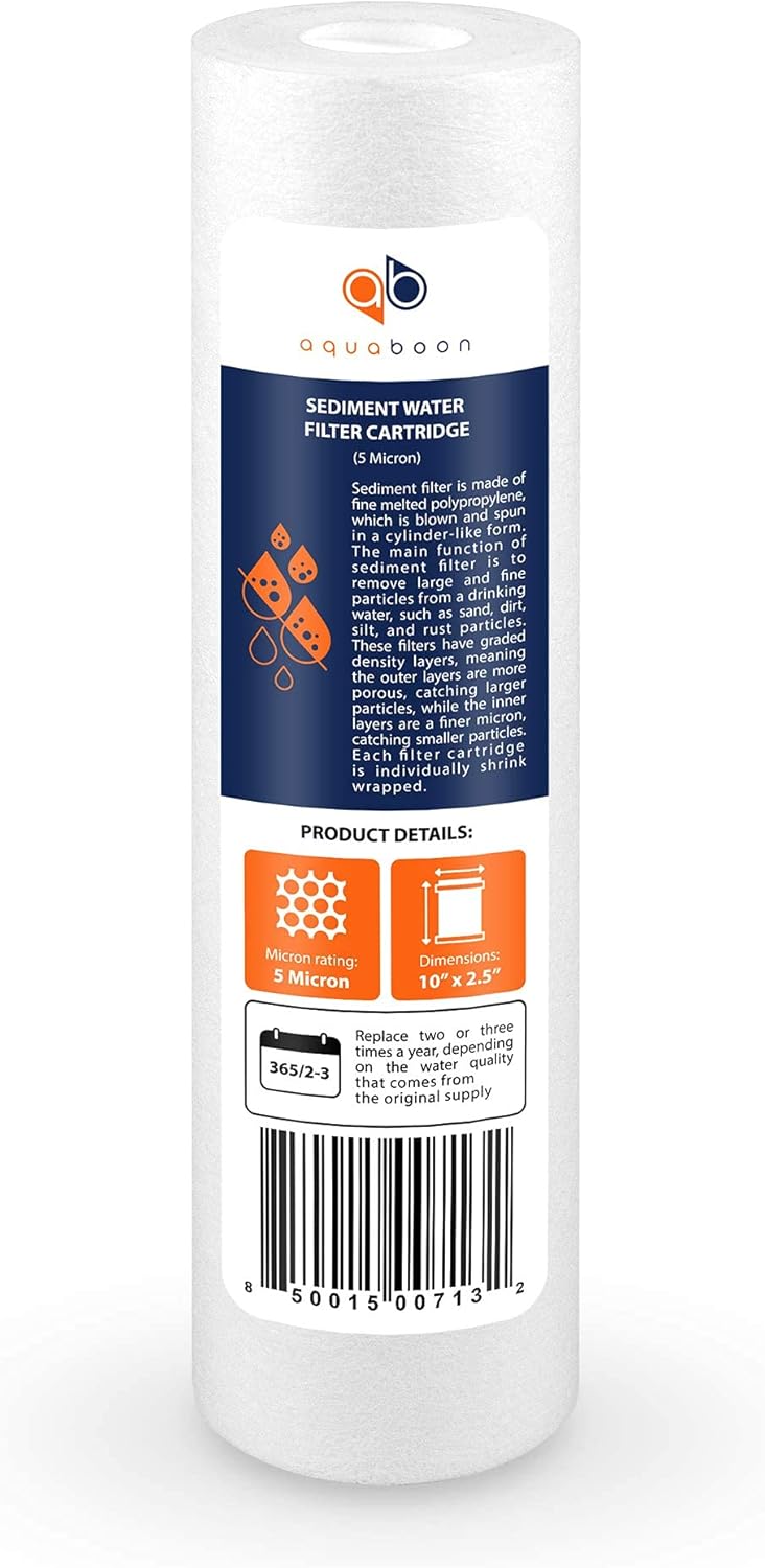12 Pack 5 Micron 10 inch Reverse Osmosis Sediment and Carbon Filters B475