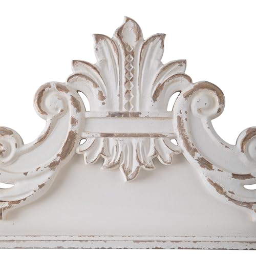 White Wood Floral Carved Wall Sculptures P4797