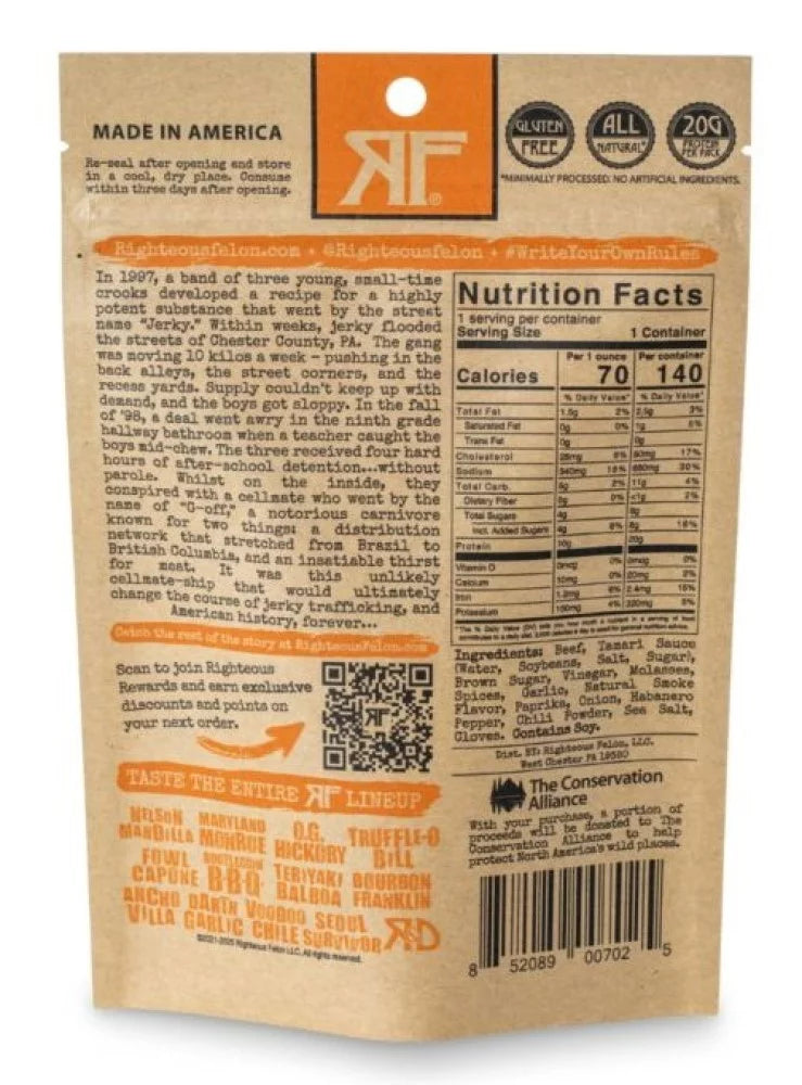 Gluten Free Habanero Beef Jerky 2 oz Resealable Bag S464856