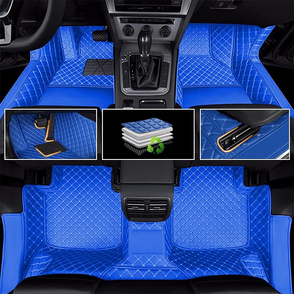 Car Floor Mats Luxury Leather Non-Slip Front & Rear All Weather Red G42276