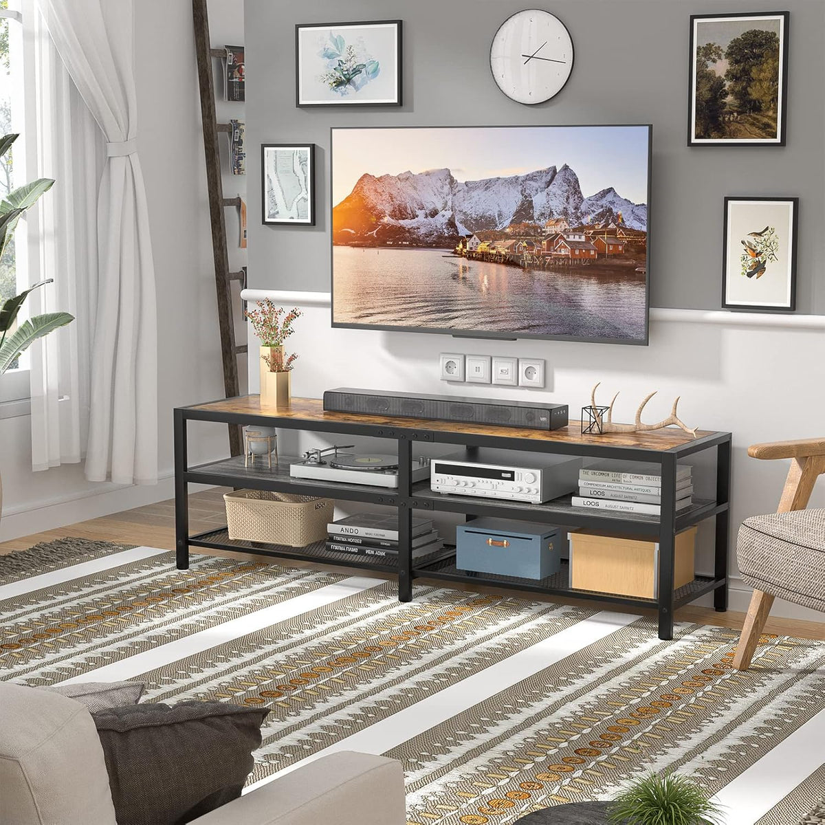 Rustic Brown and Gray Oak TV Stand Y908487