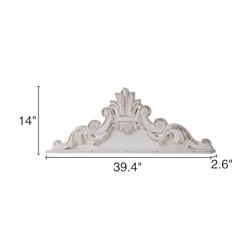 White Wood Floral Carved Wall Sculptures P4797