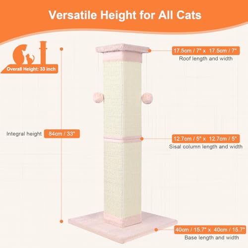 33 Inch Sisal Cat Scratching Post M8096