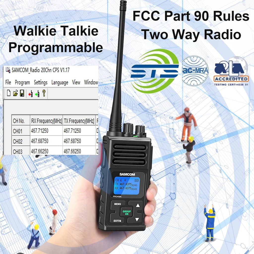 5 Watts UHF Programmable Handheld Two Way Radios 6 Packs M90936