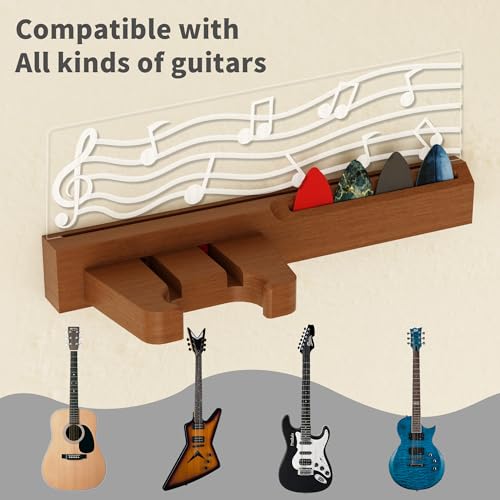 Solid Wood & Acrylic USB-Powered Guitar Wall Mount Stand with LED Lights G2671