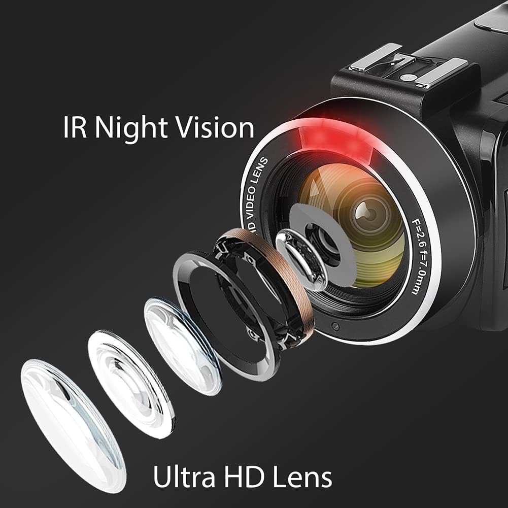 4K 56MP UHD Video Camera Camcorder with 32G SD Card IR Night Vision 18X Digital Zoom WiFi S5361