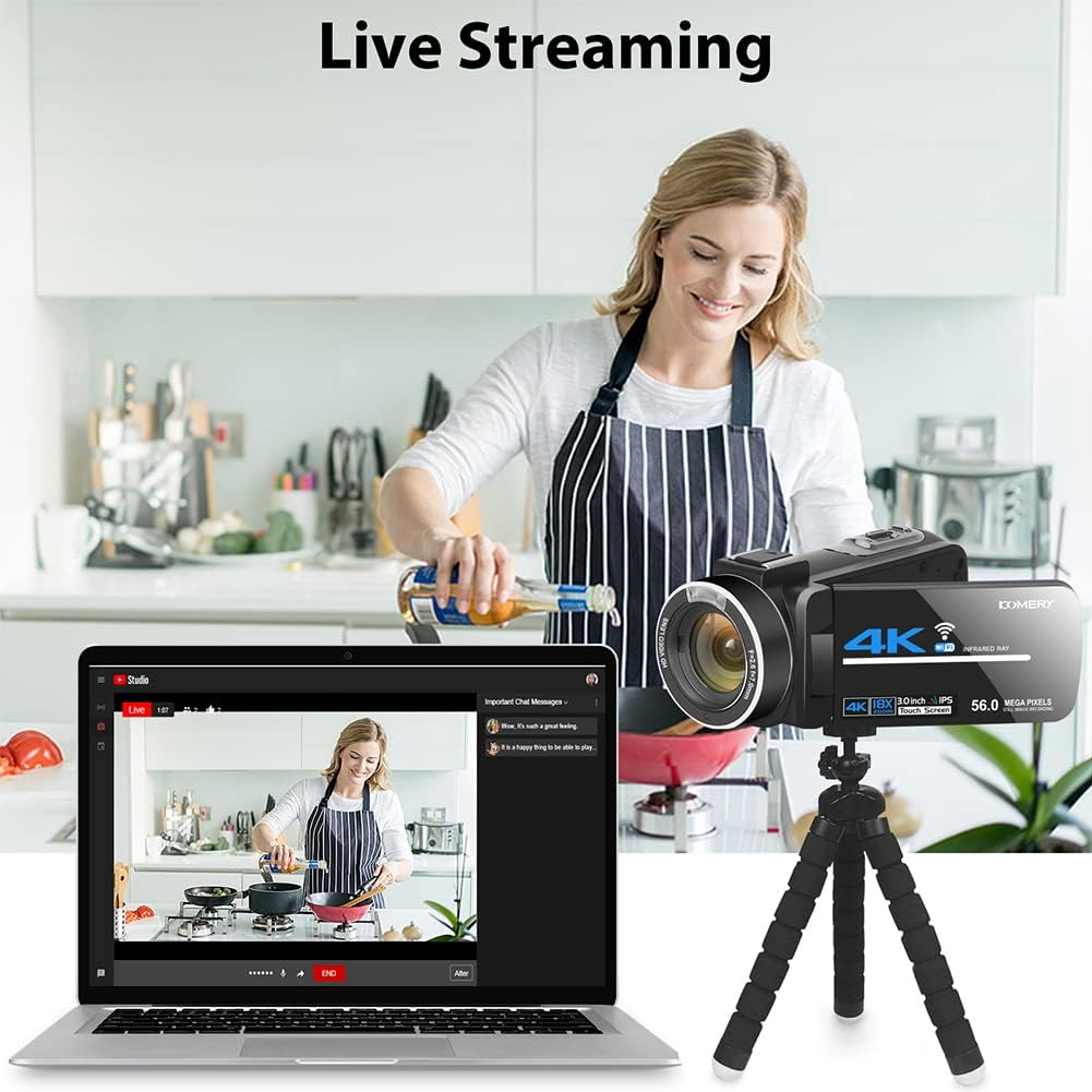 4K 56MP UHD Video Camera Camcorder with 32G SD Card IR Night Vision 18X Digital Zoom WiFi S5361