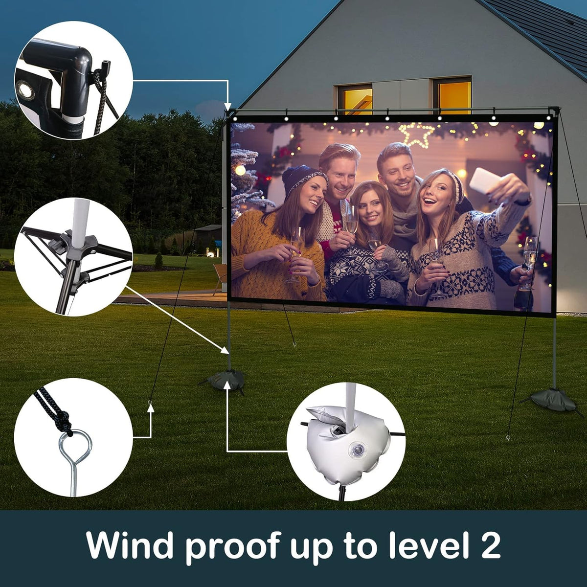 120 inch 4K HD 16:9 Projector Screen with Stand and Carry Bag S79595