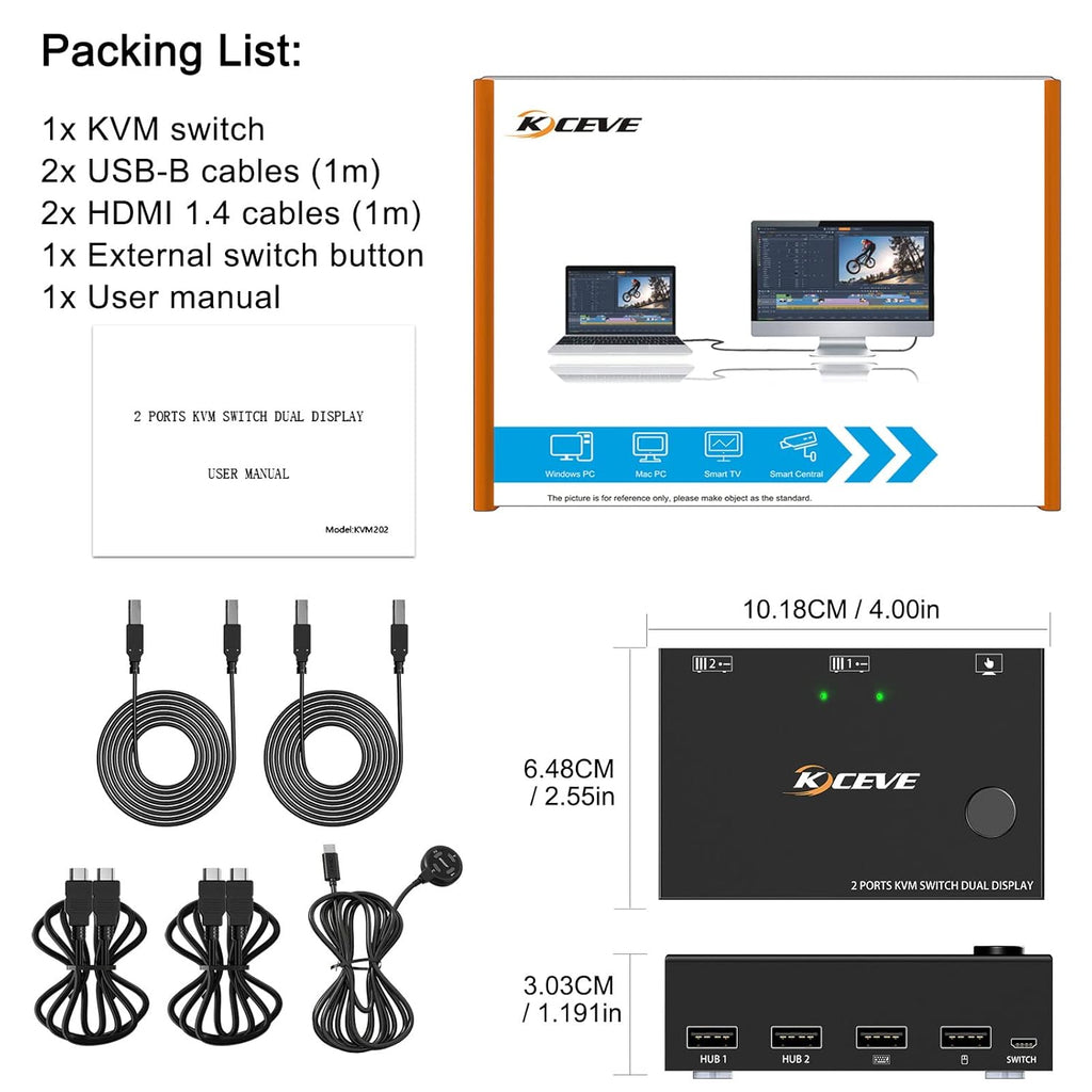 HDMI KVM Switch 2 Port 4K@30Hz D816