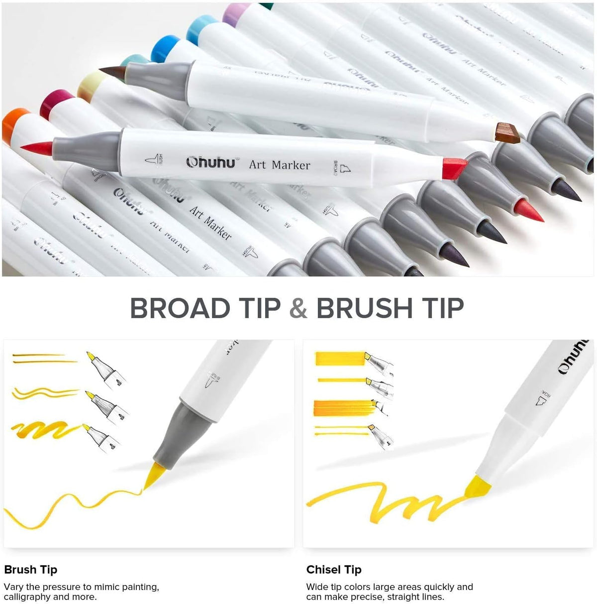 36 Portrait Colors Alcohol Markers with Brush & Chisel Dual Tips N203251