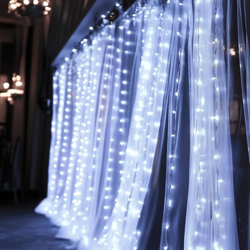 300 LED Warm White Curtain Lights V8722