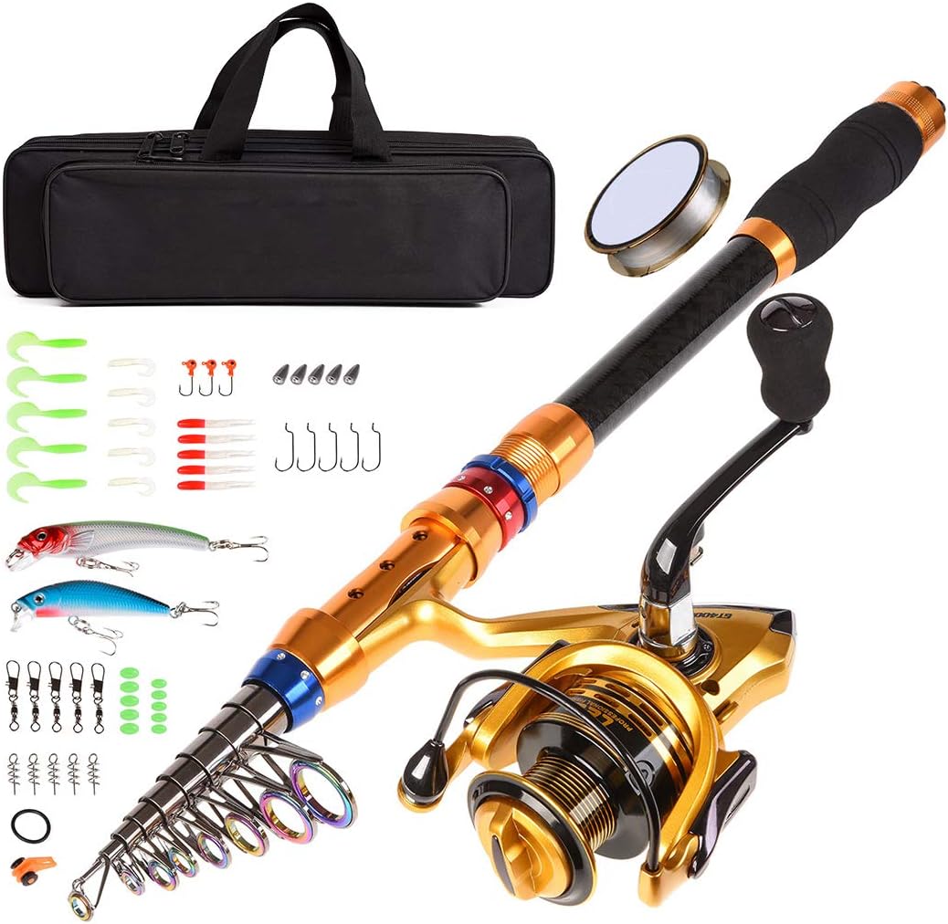12 FT Carbon Fiber Telescopic Fishing Rod and Reel Combo with Carrier Bag P185252