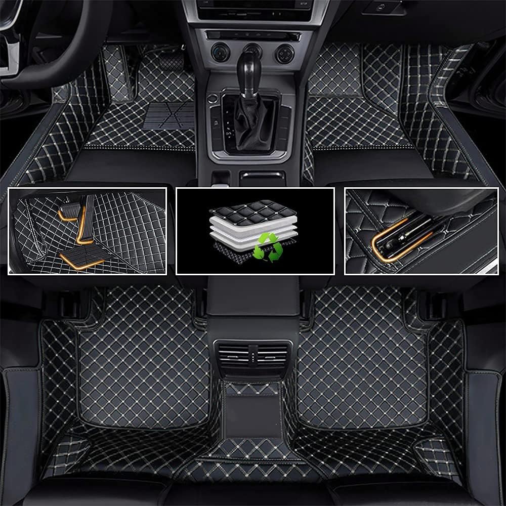 Car Floor Mats Luxury Leather Non-Slip Front & Rear All Weather Red G42276