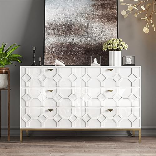 6 Drawer Blue Wood Dresser I5683