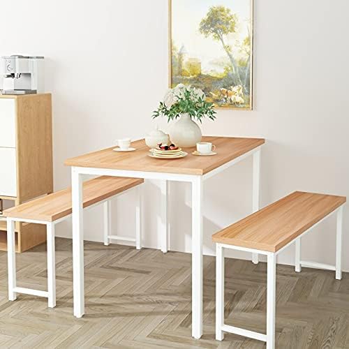 3-Piece Dining Table & Chair Set with Two Benches U753885