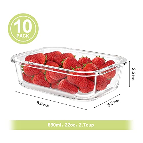 10 Pack Glass Meal Prep Containers with Lids G21967
