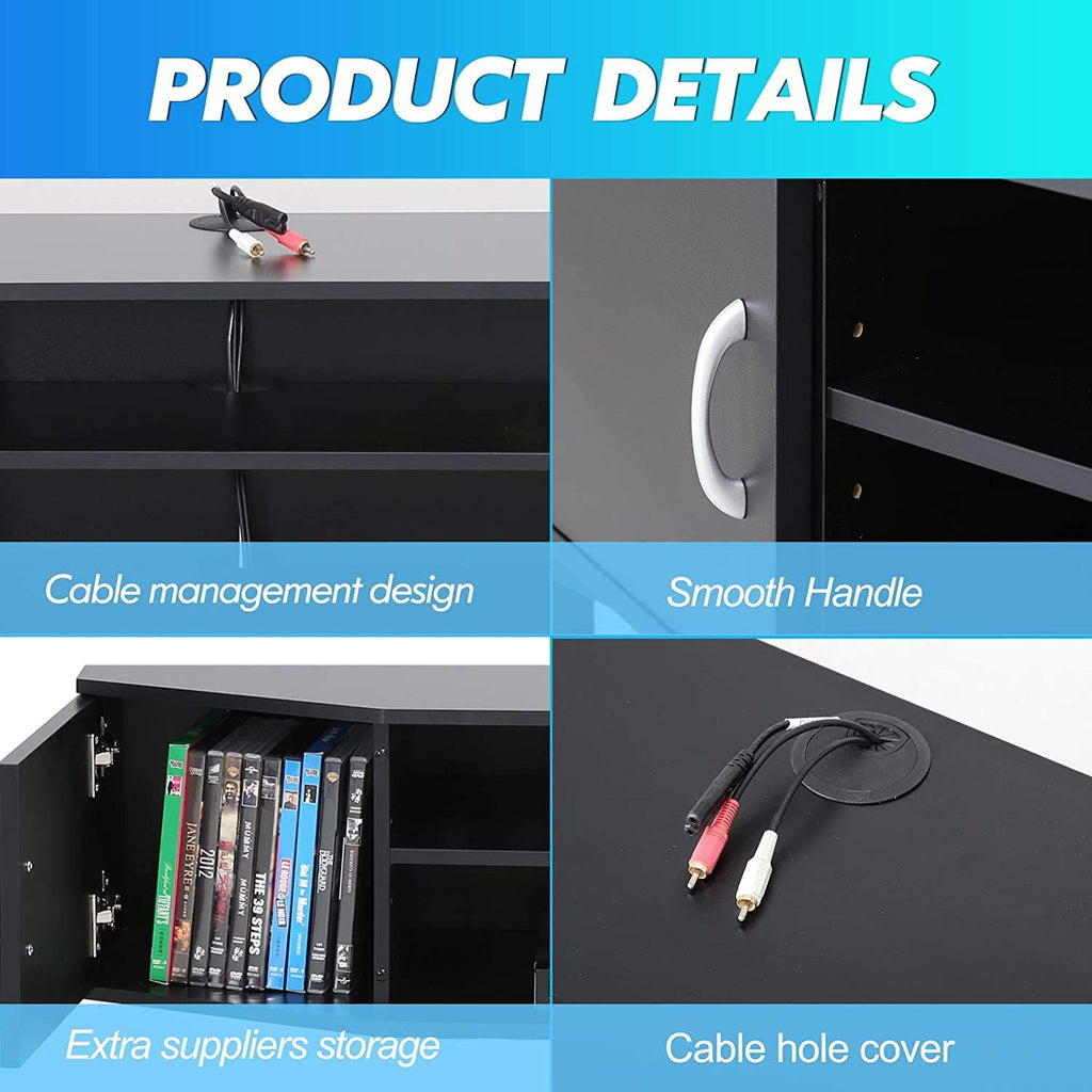 Black Floating TV Stand Wall Mounted Media Console D42406