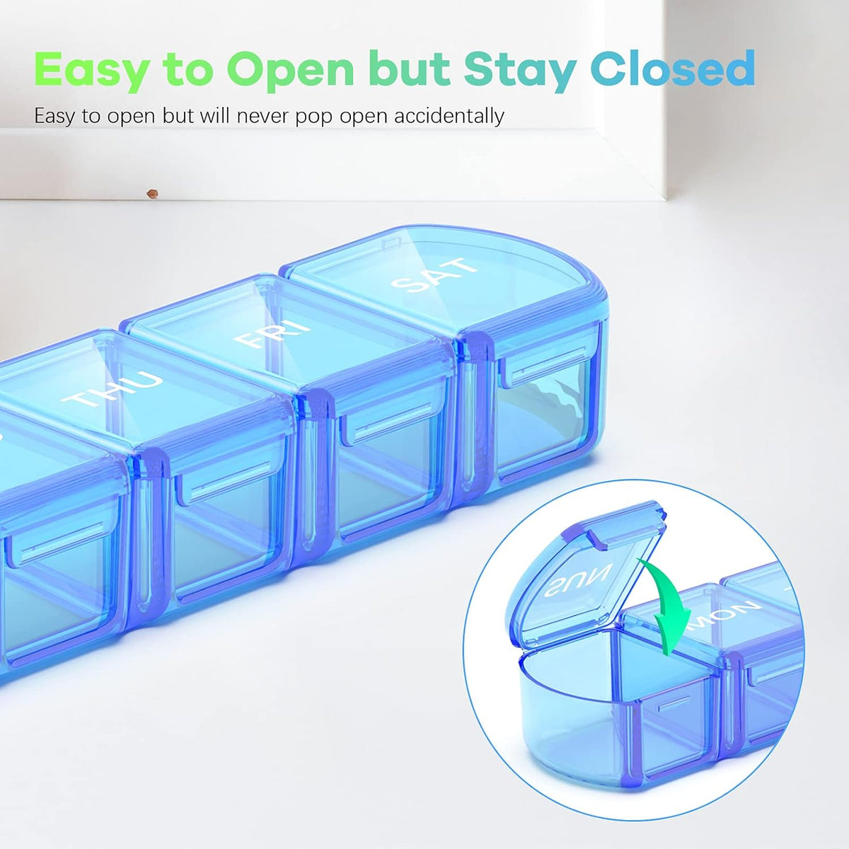 Blue+Green Extra Large Pill Organizer 2 Pack 7 Day Weekly Pill Case T3225
