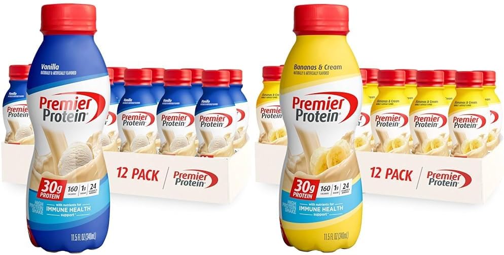 Vanilla & Bananas & Cream Protein Shake, 30g Protein, 1g Sugar, 12 Pack D51017