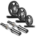 16”/20” Olympic Dumbbell Handles Pair of 500lbs Capacity Loadable Dumbbell Bars with Collars for 2” Olympic Weight Plates J978