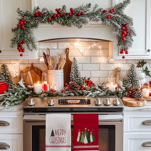 Red Xmas Tree Kitchen Towels Set of 2 M614621