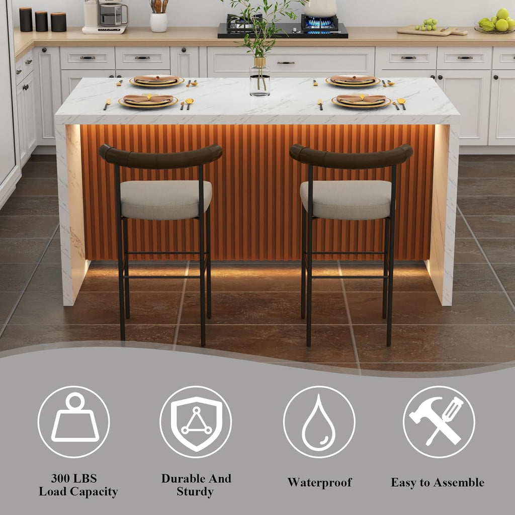 Large Imitation Marble Dining Table with LED Lights O387
