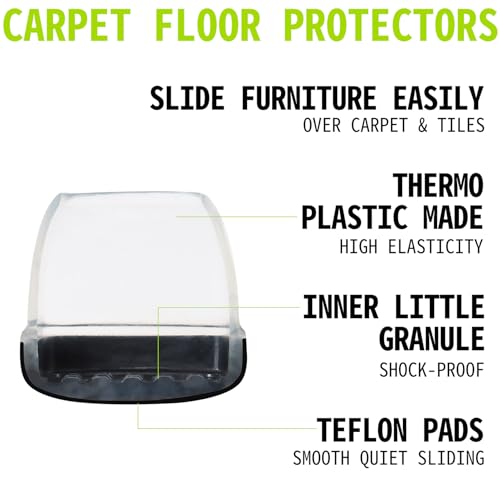 16PCS Black Square Furniture Sliders for Carpet and Hardwood Floors Q45702