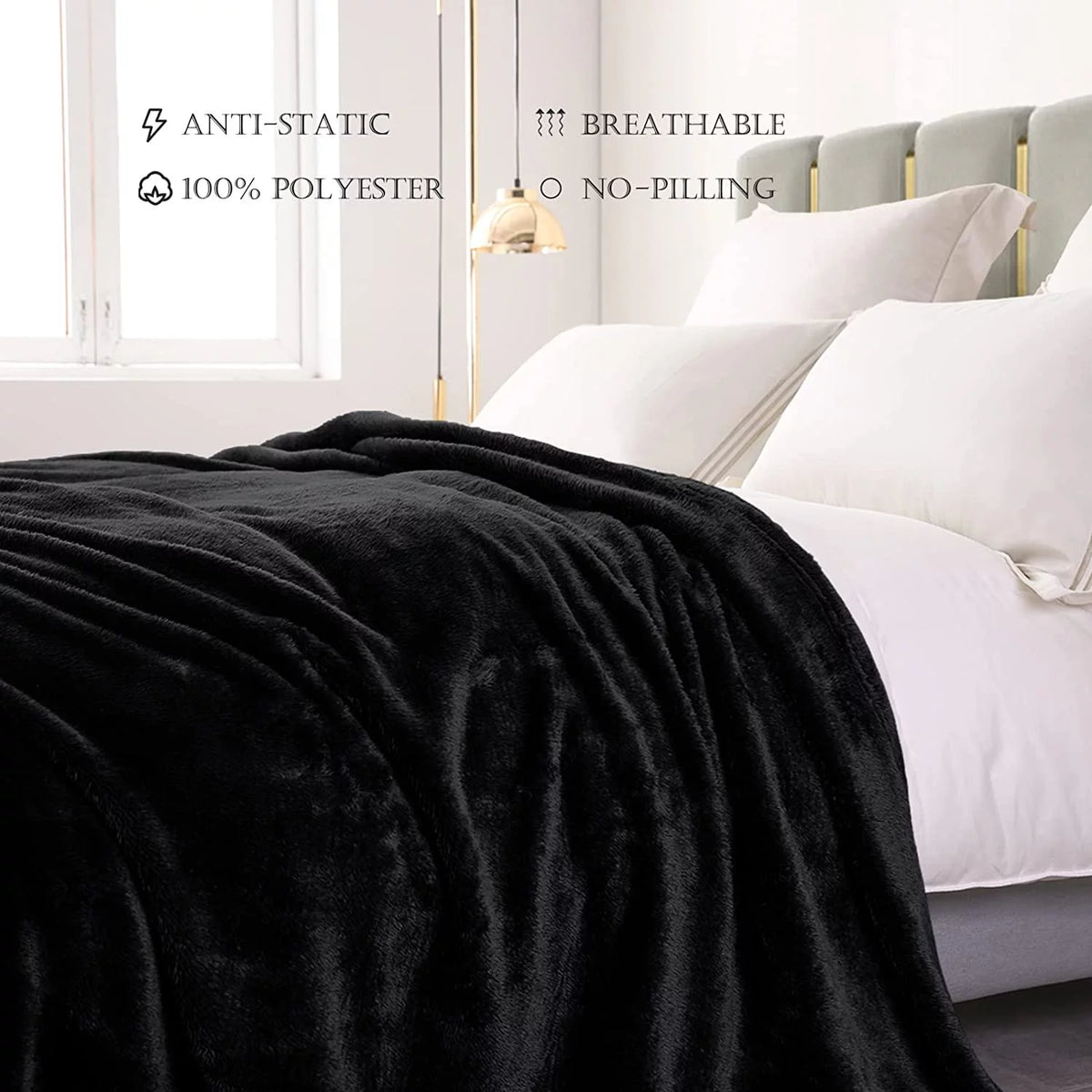 King Size Black Fleece Blanket G86062