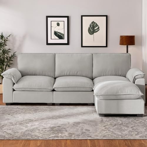 Ivory Beige Chenille Modular Sectional Sofa C6009