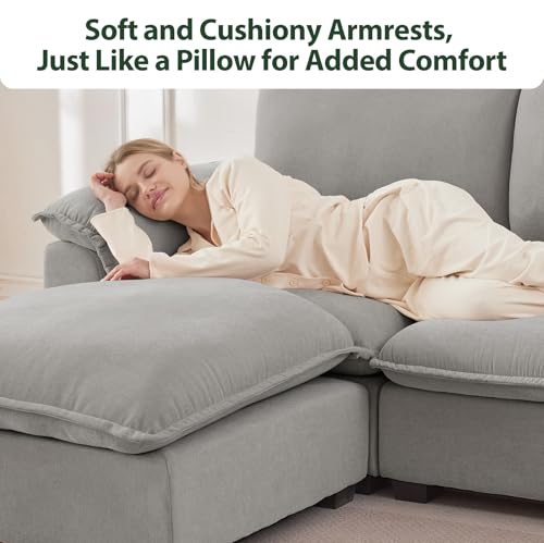 Ivory Beige Chenille Modular Sectional Sofa C6009