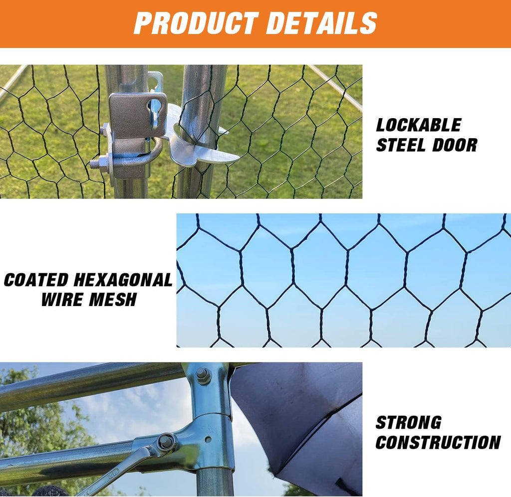 Large Metal Chicken Coop Walk-in Poultry Cage with Waterproof Cover C8559