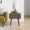 Walnut Side Table with Slatted Door T6916