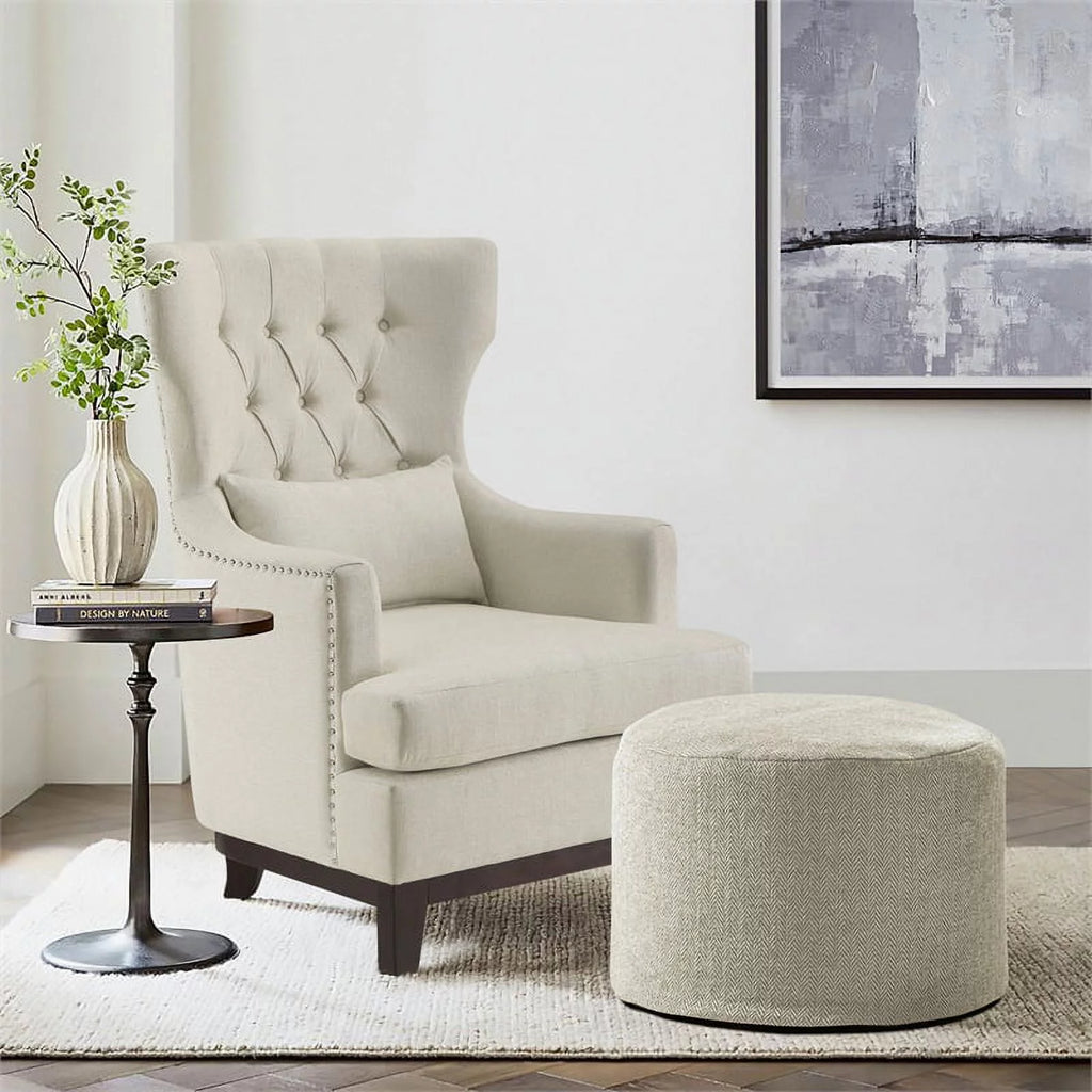 Beige Upholstered Wingback Chair I898834