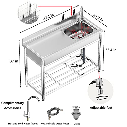 Stainless-Steel Single Bowl Kitchen Sink Set with Faucet Y3406