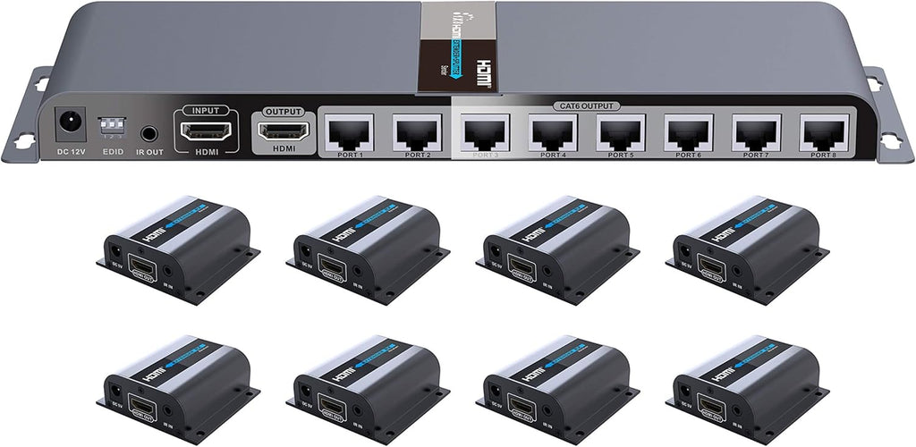 1080P 1x4 HDMI Splitter Over Cat6 Extender with IR, Up to 40M Or 131 Ft N6086