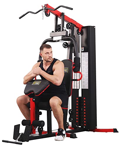 Multifunctional Home Gym Workout Station with 122.5LB Weight Stack P72512
